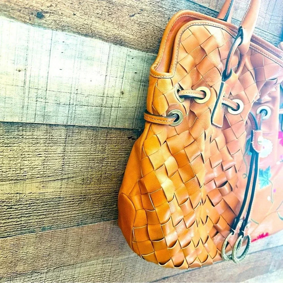 Luana Floral Embroidered Italian Leather Tote - Picture 4 of 13